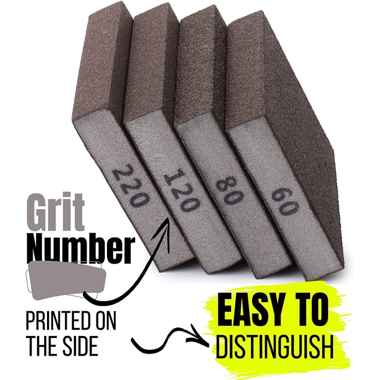 WKSTOOL 10-Pack 60 Grit Sanding Sponges - Coarse Sanding Blocks For Wood, Metal, Drywall & More