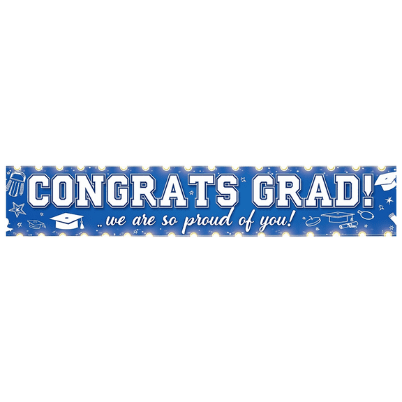Blue Graduation Congrats Grad Banner Education Achievement for Graduation Ceremony School Celebration Indoor Decoration