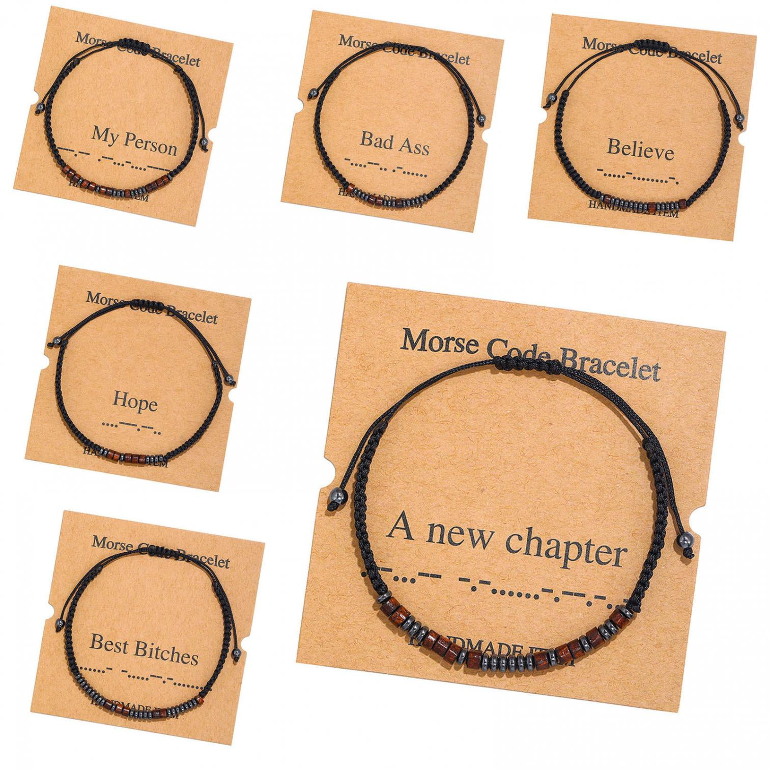 Wmkox8yii Bracelets For Women,Inspirational Code Bracelets Message Funny  Jewelry With Wood Beads For Birthday Gifts 