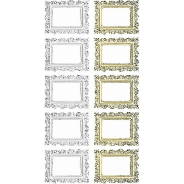 10Pcs Vintage Photo Frames Mini Resin Photo Frame Decorative Gold and Silver Photo Display Frames Small Photo Holder DIY Craft Supplies for Home Table