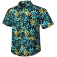 thumbnail image 5 of Camisas hawaianas para hombre, camisa informal de manga corta con estampado floral y botones, estilo tropical, para vacaciones de verano, playa, Aloha, 5 of 5