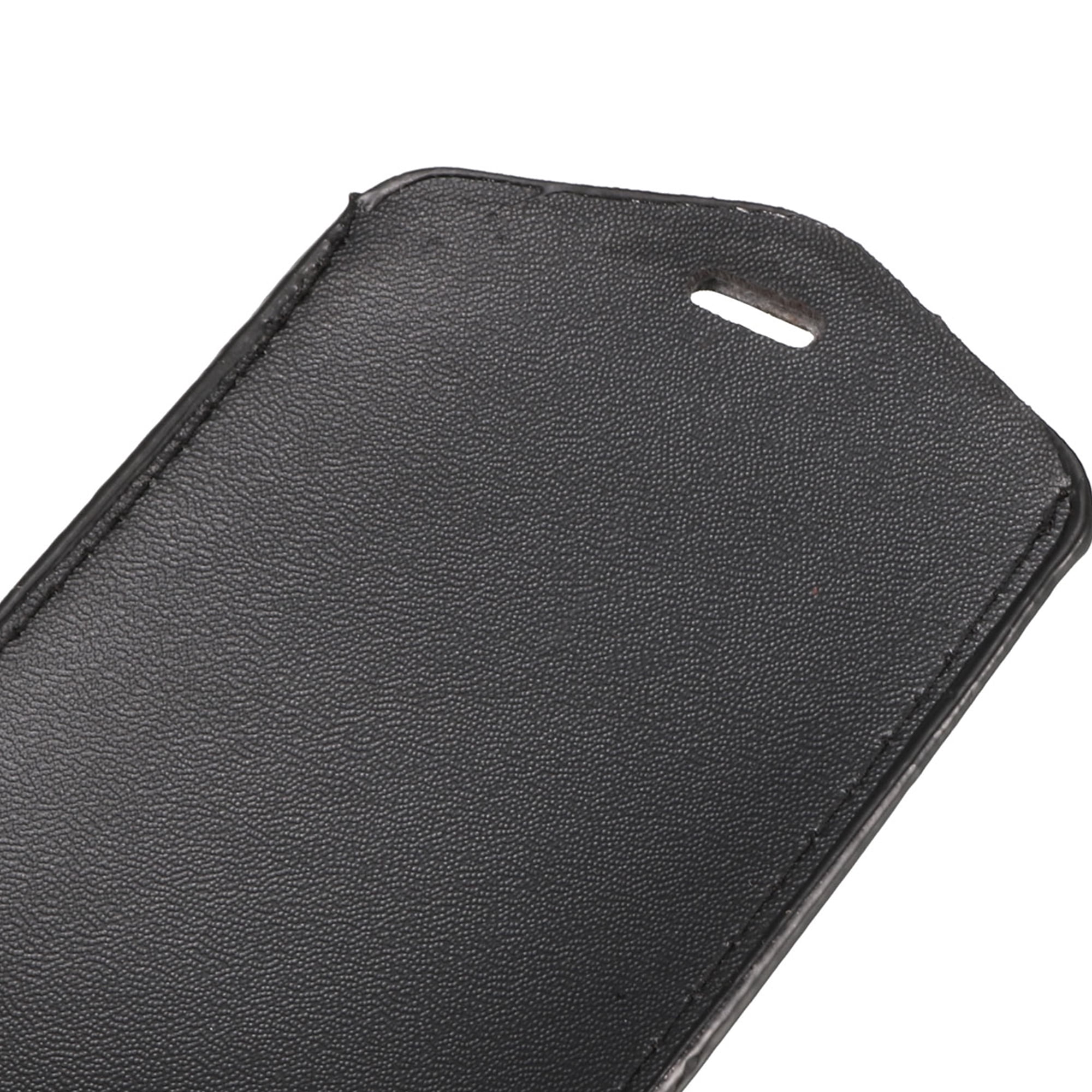 Unique Bargains Faux Leather Neck Strap Vertical Work Bussiness Card Holder Black