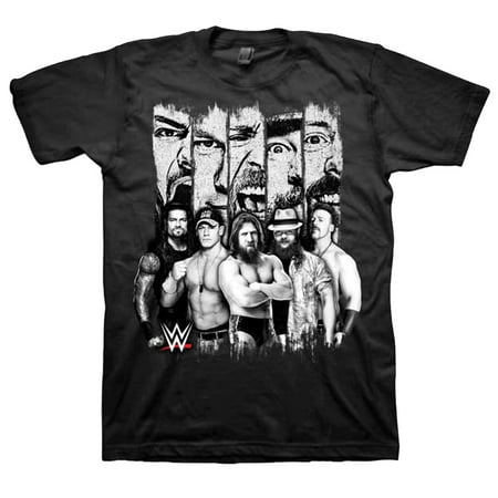 WWE Faces - Black and White Wrestler Panels Adult (Best Wwe T Shirts)