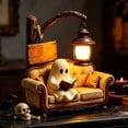 thumbnail image 3 of Cute Ghost Reading Lantern, 3D Resin Halloween Ghost Night Light Ghost Warm Light Indoor Reading Lamp Glowing Halloween Ghost Decorations for Bedroom Living Room, 3 of 7