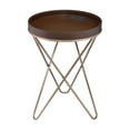 thumbnail image 2 of 18" X 18" X 25" Walnut And Champagne Metal Tube Side Table, 2 of 2