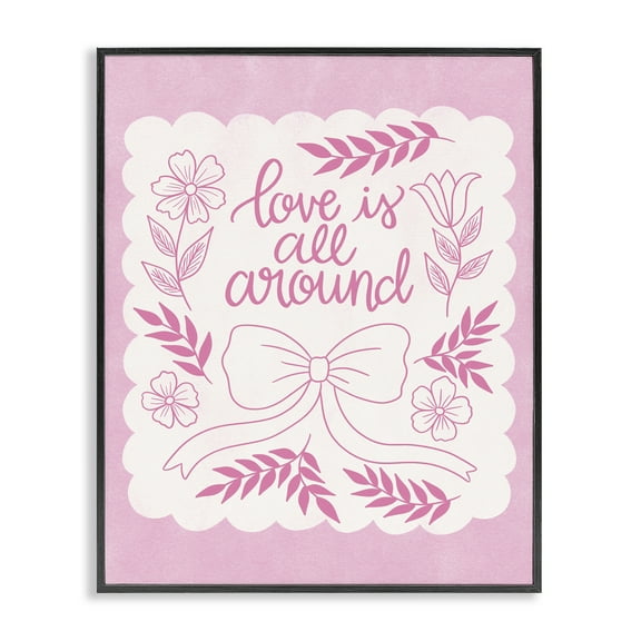 Stupell Industries Pink Love All Around Plants & Flowers Painting Black Framed Art Print Wall Art, 11 x 14