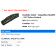 thumbnail image 2 of Headlight Switch - Compatible with 2005 - 2007 Subaru Outback 2006, 2 of 2