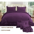 thumbnail image 2 of 1 Piece Luxury 5 Inch Two Layer Ruffle Comforter 550 GSM All Season (Oversized King Size) Premium Super Soft - 800 TC, 100% Egyptian Cotton- Solid Plum Colour, 2 of 7