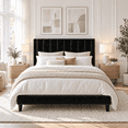 thumbnail image 3 of Allewie Queen Velvet Upholstered Bed Frame with Vertical Channel Tufted Headboard, Black, 3 of 7
