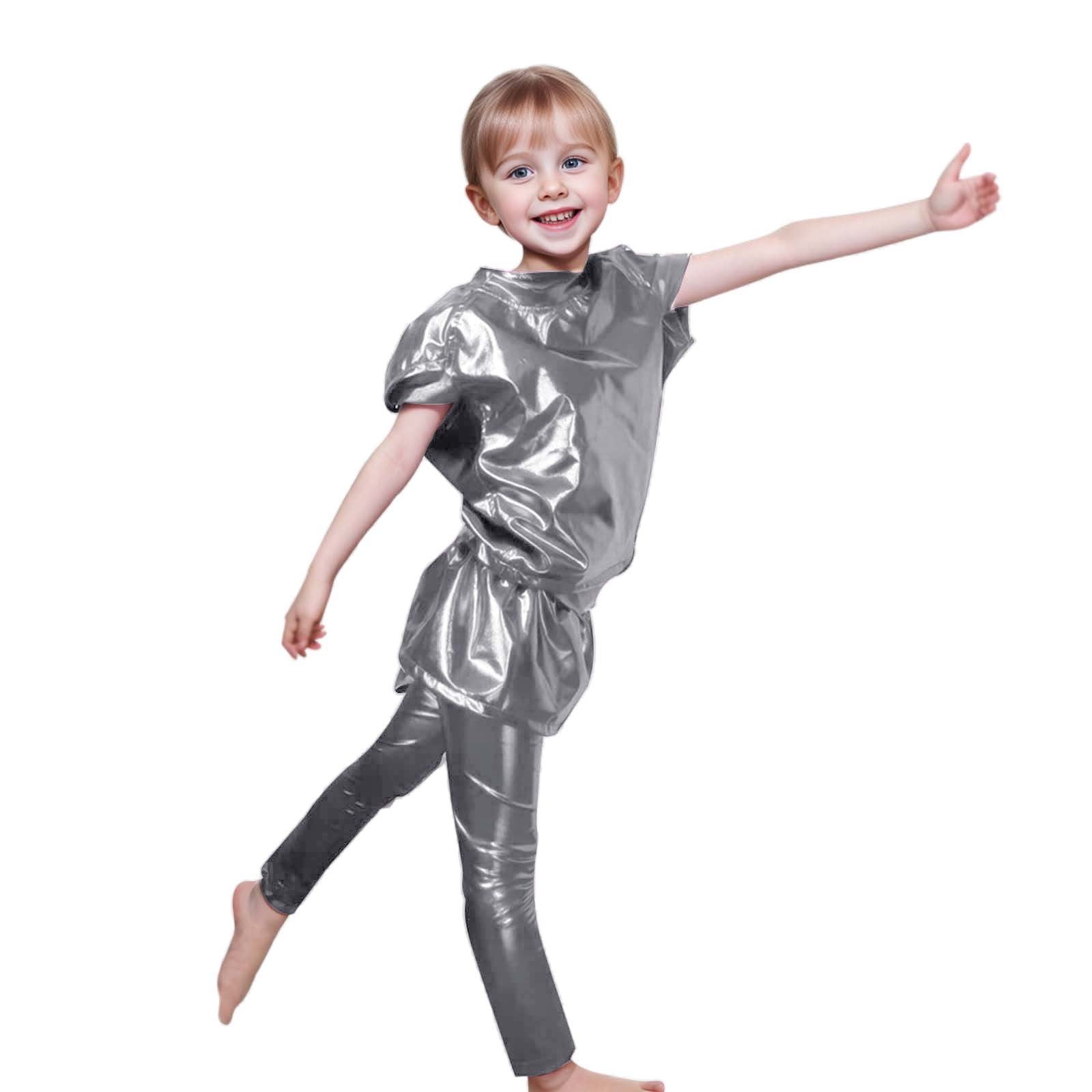 Girl's Metallic Mystique Leggings Outfit For Girls Neon Glitter