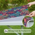thumbnail image 6 of Designer Look Boho Tablecloth 34x34 Inch Square Floral Cover with Elastic Hem for Custom Fit on Standard Tables, 6 of 6