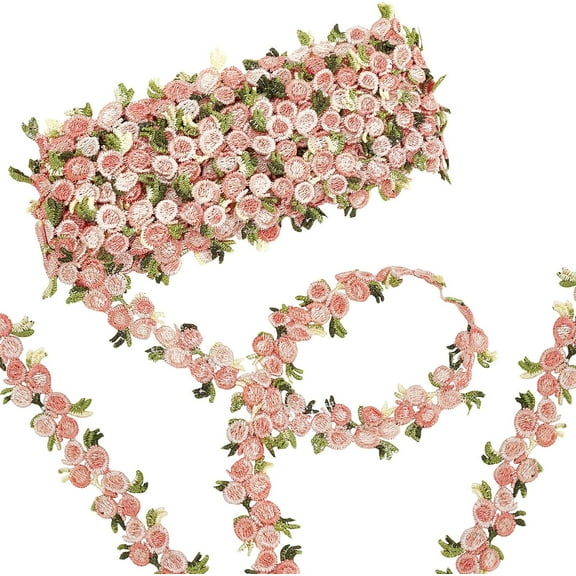 5 Yards Flower Trim Ribbon Floral DIY Lace Applique Sewing Craft Lace Edge Trim for Wedding Dresses Embellishment DIY Party Decor Clothes Dark Salmon Colorful