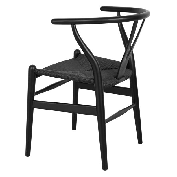 Tomile Mid Century Modern black wood wishbone dining chair, Solid Wood
