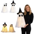 thumbnail image 7 of Outdoor Halloween Decorations, 24 Inch Black Bow Ghost Halloween Decor, Light Up White Standing Halloween Ghost Decoration, 1 Piece Cute Ghost Halloween Decor Piece, Versatile, 7 of 7