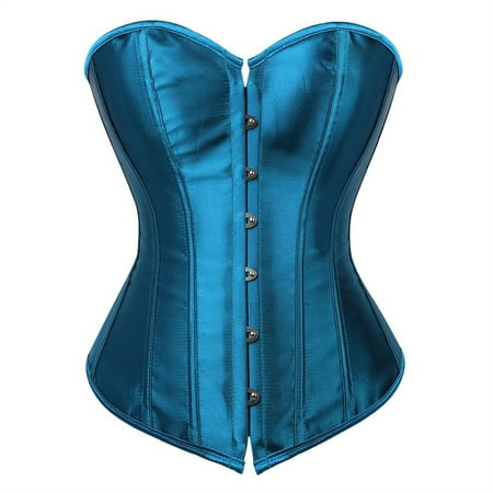 JULMCOMO Overbust Corset Tops for Women Bustier Shapewear Lingerie Lace Trim Floral Waist Training Cincher Push Up Bodysuit Dark Blue 3XL