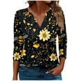 thumbnail image 2 of Dasayo 3/4 Sleeve Womens Tops V-Neck Hawaiian Floral Blouses Womens Tshirts L, 2 of 5