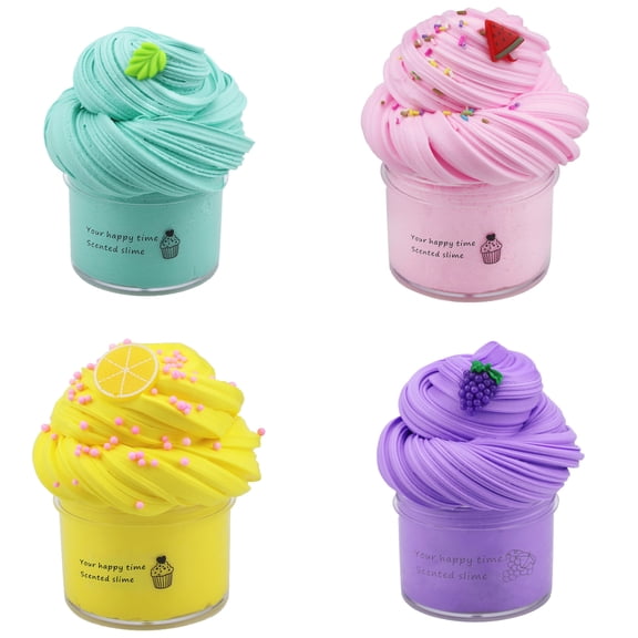 4pack Butter Slime Kit with Scented DIY Slime for Girls and Boys, Super Soft, Non-Sticky Stress Relief Toy, Party Favors and Birthday Gift