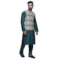 thumbnail image 2 of Atasi Mandarin Collar Traditional Solid Kurta Pajama With Printed Jacket Set, 2 of 3