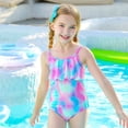 thumbnail image 5 of GYRATEDREAM Girls One Piece Swimsuits Gradient Bathing Suit for Kids Girls Ruffle Swimwear 5-12 Years, 5 of 11