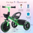 thumbnail image 3 of Triciclo infantil Youthkkee para niños de 1 a 3 años con luces LED y canasta, 3 of 6