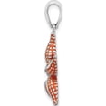 thumbnail image 2 of Sterling Silver Polished Enameled Orange Starfish Pendant(Length 29.76) - Jbsp, 2 of 5