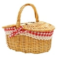 thumbnail image 1 of Cesta de picnic de mimbre estilo campestre con tapa, asa y forros para picnics, fiestas, bodas y barbacoas, 1 of 8
