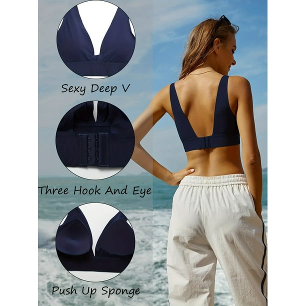 Women‘s Seamless Plunge Bra Comfy & Breathable Deep V Wireless Lingerie &  Underwear