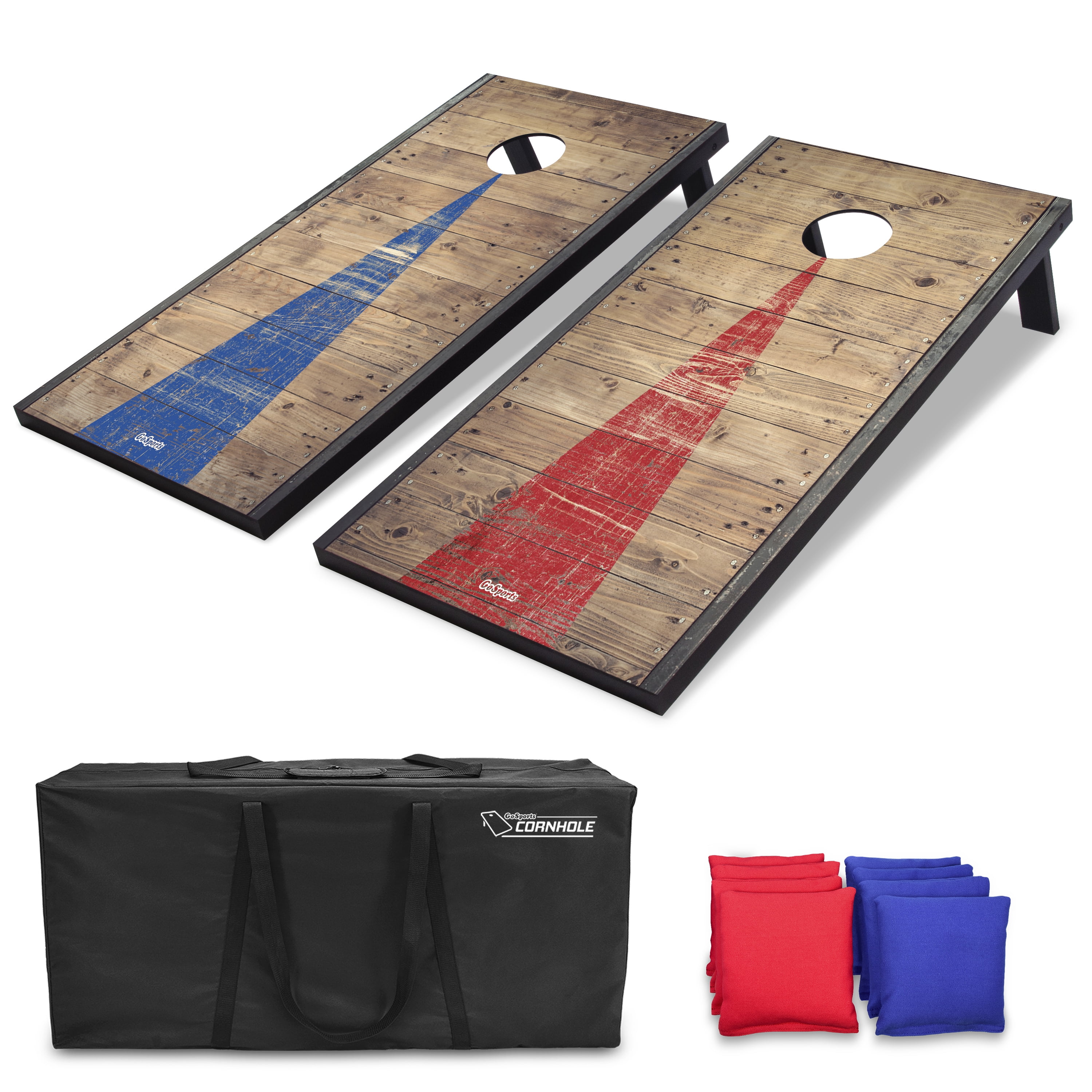 GoSports Classic Cornhole Beanbag Toss Game Set with Rustic Wood Decals