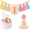 Colorful, variant on Fukushima Highchair Banner for 1st Birthday Part，Anniversary Party Decorations Set with Cone Hat and Cake Topper