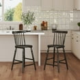 thumbnail image 5 of Dayalane Antique-style Windsor Bar Stools Set of 2, 24" Counter Height Barstools with Spindle Back & Turned Legs, Vintage Colonial Wooden Island chair for Kitchen Breakfast Bar Pub, Antique Brown, 5 of 11