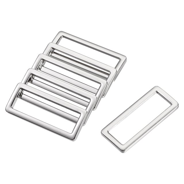Unique Bargains 39x12.5mm Rectangle Buckles Electroplated Silver Tone 6 Pack