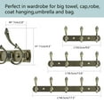 thumbnail image 7 of Uxcell 3 Hooks 9.6" Rack Wall Mounted Coat Hooks Plating Finish Zinc Alloy Bronze 1pcs, 7 of 7