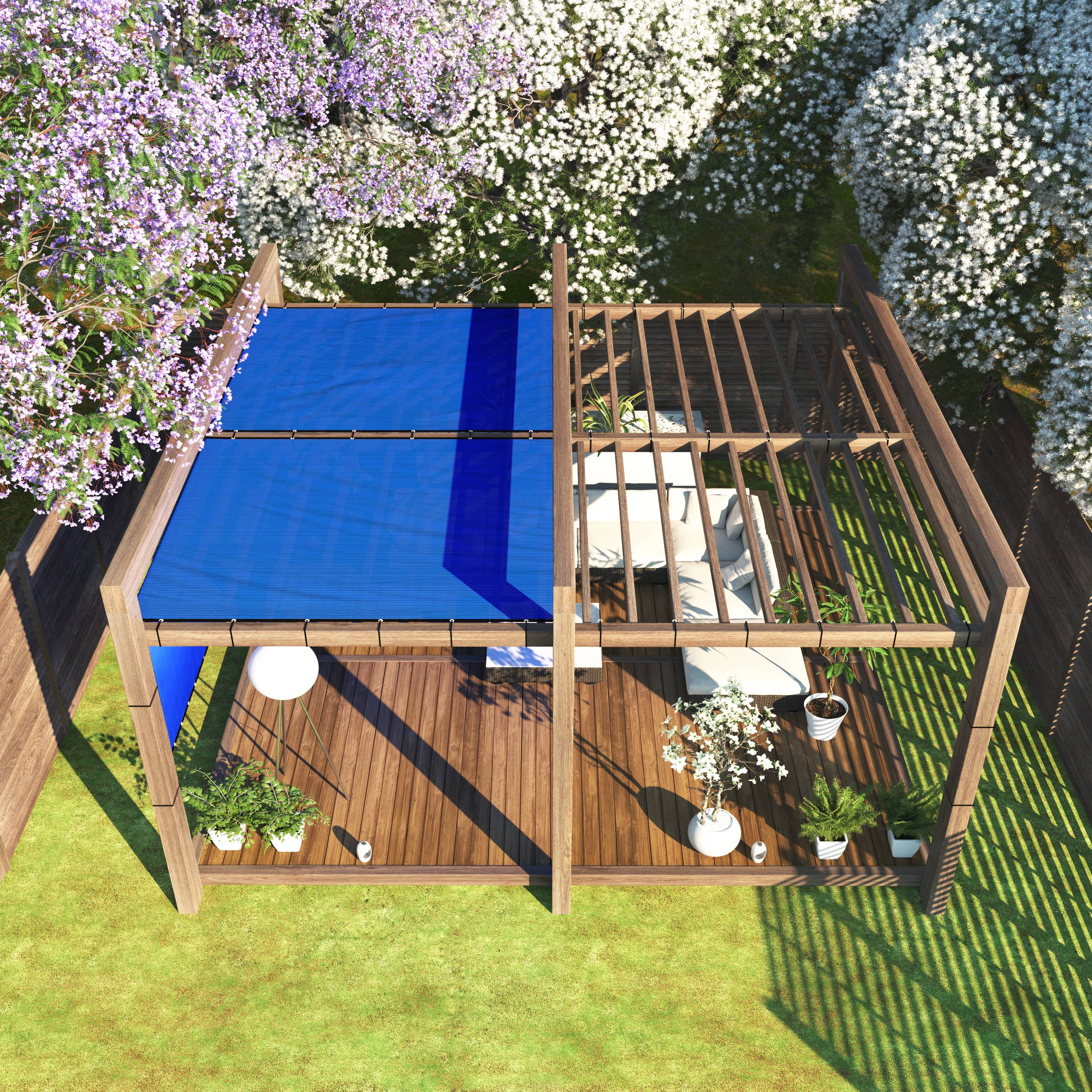 ColourTree 90% 3' x 3' Blue Custom Size Dog Shade Cover Canopy Shade Cloth/ Privacy Screen with Grommets for Pergola, Outdoor, Patio, Garden Fence, Apartments Railing （We Make Custom Size )