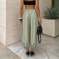 thumbnail image 6 of Wide Leg Pants for Women Palazzo Flowy Baggy Balloon Pants Women Elastic Waist Pleated Barrel Harem Pants Beach Vacation Trousers Mint Green XL, 6 of 10