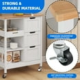 thumbnail image 3 of Dextrus Kitchen Island Cart with Drawer, 3 Tier Kitchen Storage Cart with Storage Shelves, White, 3 of 8