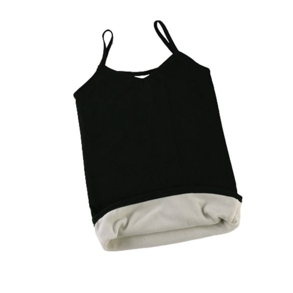 2 Pieces Chinlon Women Underwear Vest Warm Keeping Adjustable Shoulder Strap Washable Reusable Dual Layer Lingerie Clothes Black