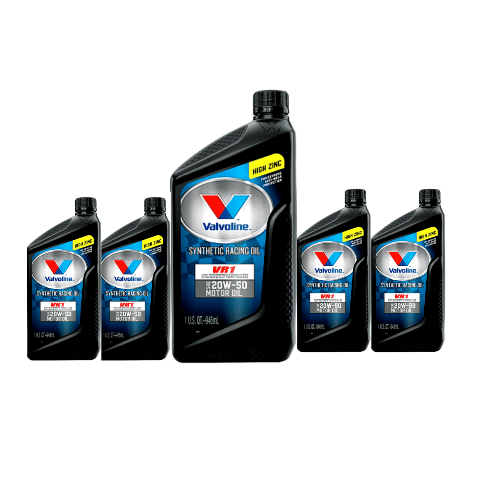 Valvoline 679082 VR1 Racing Full Synthetic SAE 20W50 Motor Oil with High Zinc Pack of 5