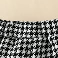 thumbnail image 5 of Little Girl Outfit Sets Ruffle Long Sleeve Top+ Mini Houndstooth Shorts+ Beret Hat 3Pcs Clothes Set, 5 of 7