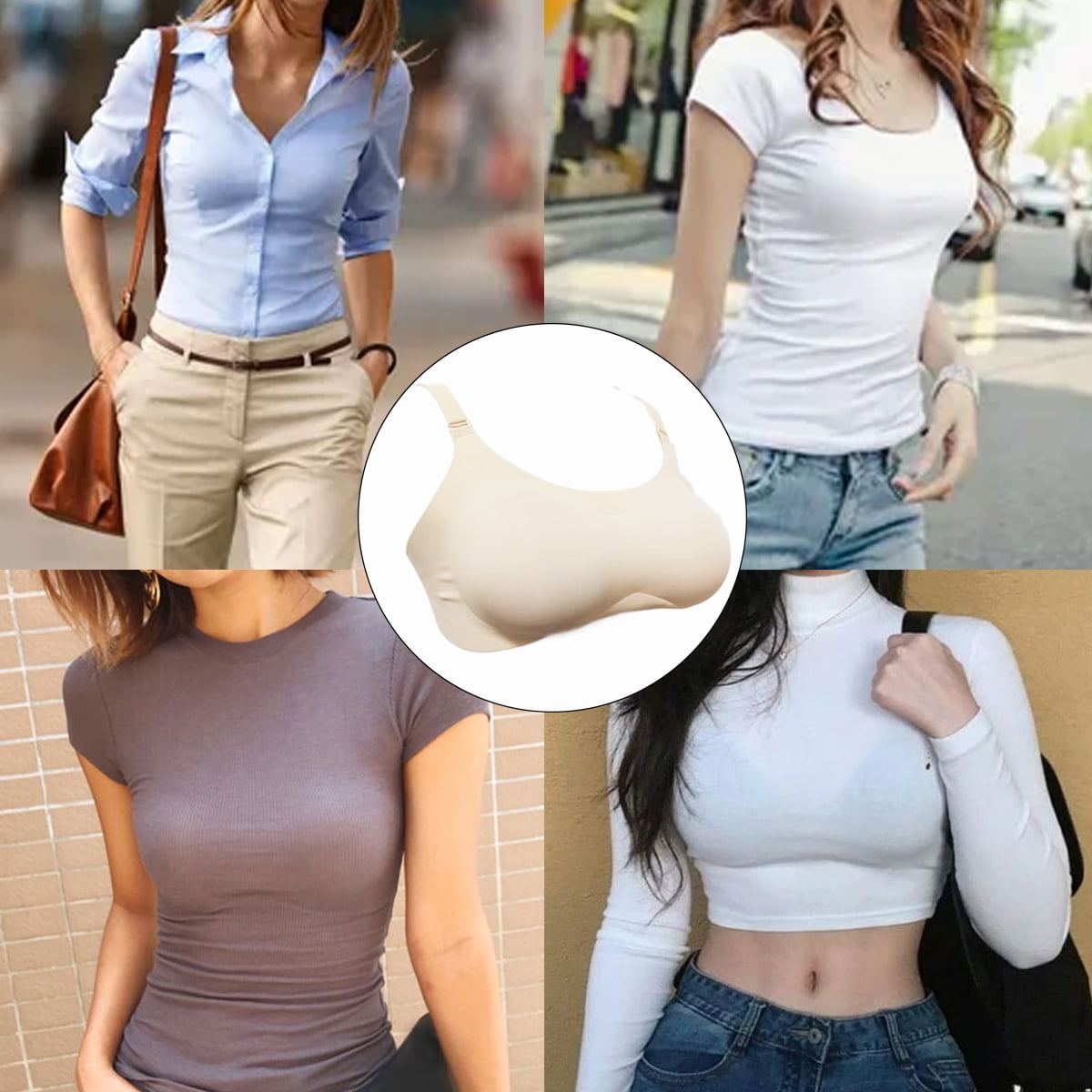 Fake Breast Fake Breast Breast Pad Women's Prosthesis Silicone Breast Bra Show Underwear Sexy-Skin Color-C Cup