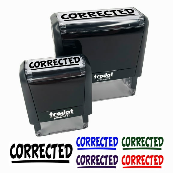 Corrected School Teacher Underline Self-Inking Rubber Stamp Ink Stamper for Business Office - Pink Ink - Large 2-2/4 Inch