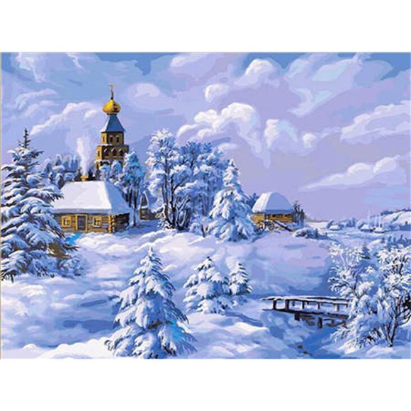 5D DIY Diamond Painting Ice Snow House Full Round Diamond Mosaic Landscape Diamond Embroidery Kit Rhinestone Home Art Decoration40 x 50 cm, unframed,CY-FJ00333,50x40cm