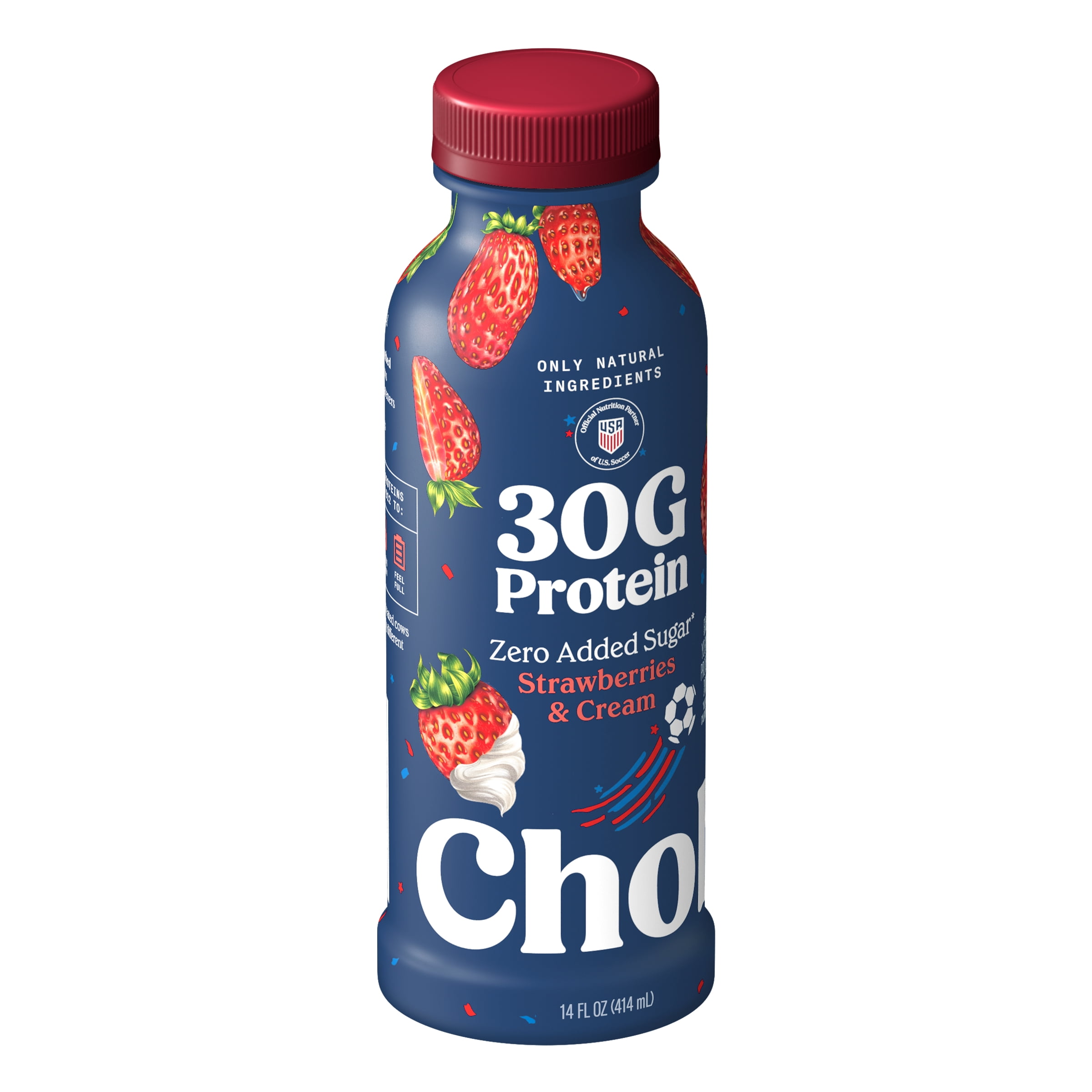 Chobani 30G Protein Low-Fat Greek Yogurt Drink Strawberries & Cream 14 fl oz Bottle