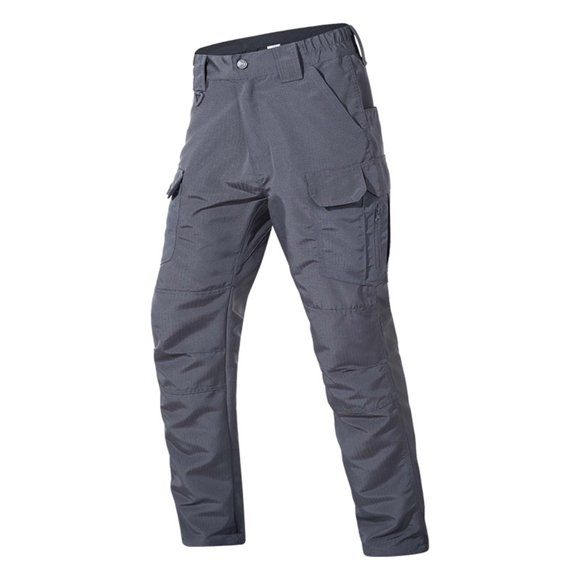 LNWUY Men's Cargo Tactical Pants, Stretch Waistband, Lightweight Waterproof Outdoor Training Ripstop Work Pants for Men Gray S