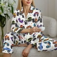 thumbnail image 5 of JUNZAN Cartoon Monster Trucks1 Print Womens Pajama Sets,Long Sleeve Button Down for Women Pjs 2 piece, 5 of 7