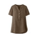 thumbnail image 2 of TaTaai Summer V Neck Casual Top, Women's Half Button Open Front Design, Linen Inspired Short Sleeve Solid Color Shirt Gift, 2 of 9