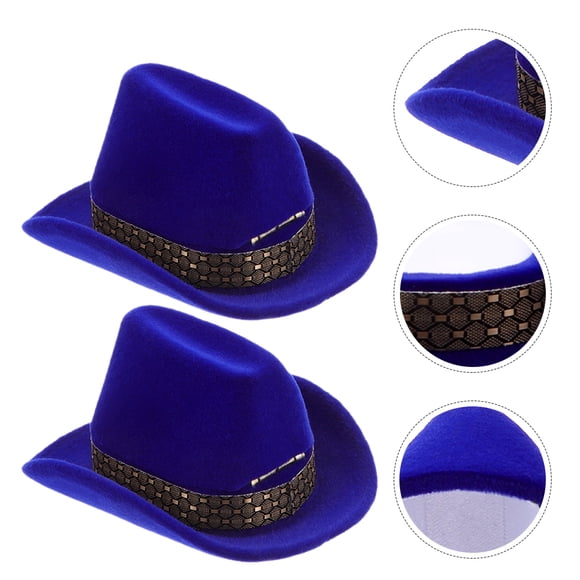 QUMIIRITY 2Pcs Cowboy Hat Boxes Blue Display Case with Unique Western Style for Storage