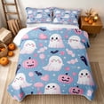 thumbnail image 2 of Erosebridal Kawaii Ghost Bed Spread Queen, Cartoon Lollipop Candy Queen Coverlet Set for Girls, Sky Blue Pink White, 3pcs 1 Quilt and 2 Pillowcases, 2 of 7