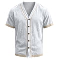 thumbnail image 6 of Sewkxo Men's Linen Shirts Short Sleeve Casual Shirts Button Down Shirt for Men Beach Summer Shirt,White S, 6 of 8