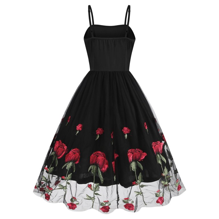 black dress with roses embroidered Dolce & Gabbana Rose-Embroidery Sheath Dress main image 0