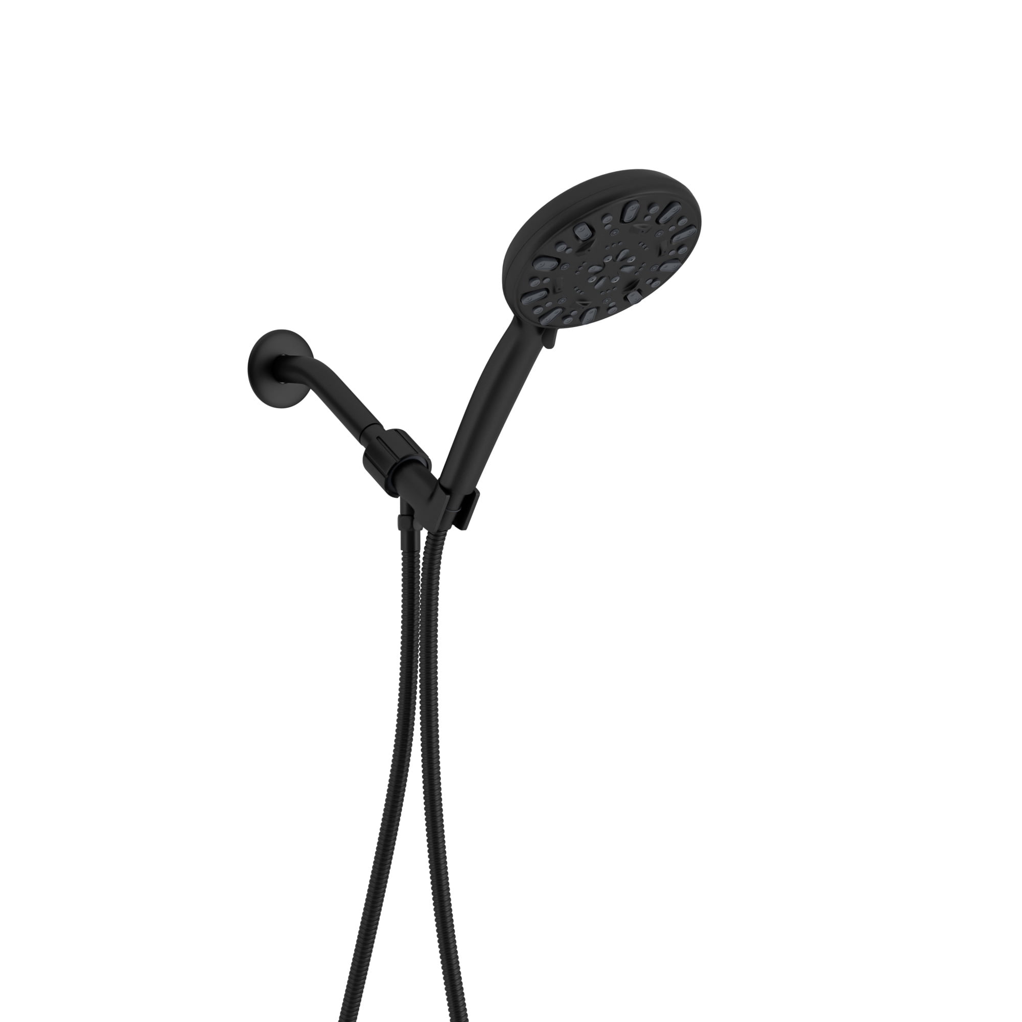 Kichae Matte Black Round Rain Shower Head Fixed Shower Head 1.8-GPM (6. ...